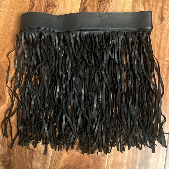 Leather fringe belt festival adjustable 26-34 - Picture 1 of 15